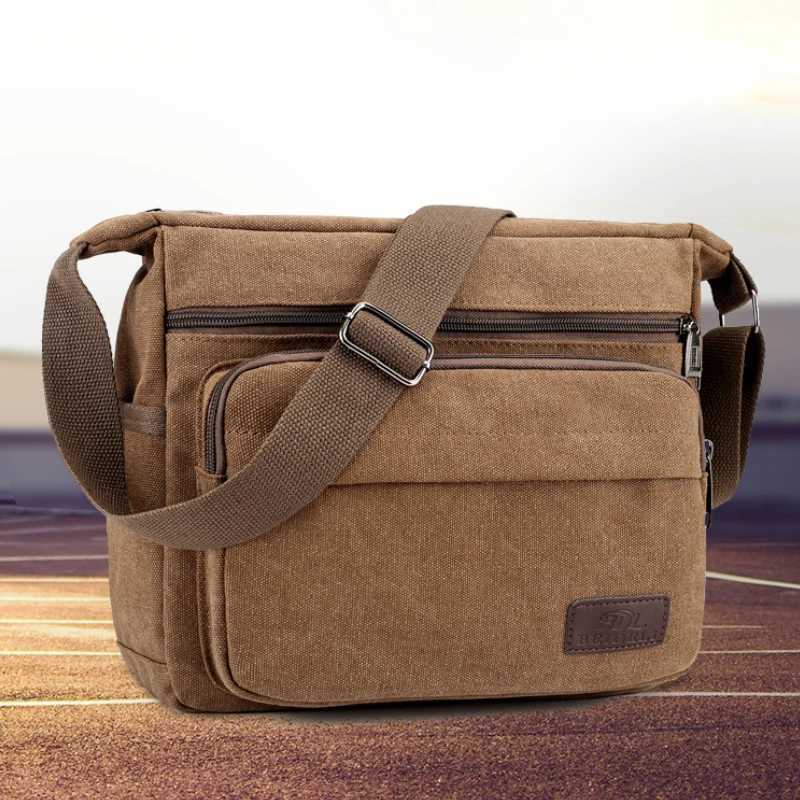 Fashion 1 mens canvas crossbody bag casual travel shoder bag outdoor sports shoder bag with adjustable shoder strap Y251121