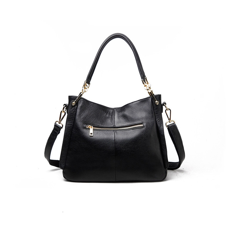 Fashionable new top layer cowhide shoulder bag with tassels, simple and versatile leather shoulder bag for women