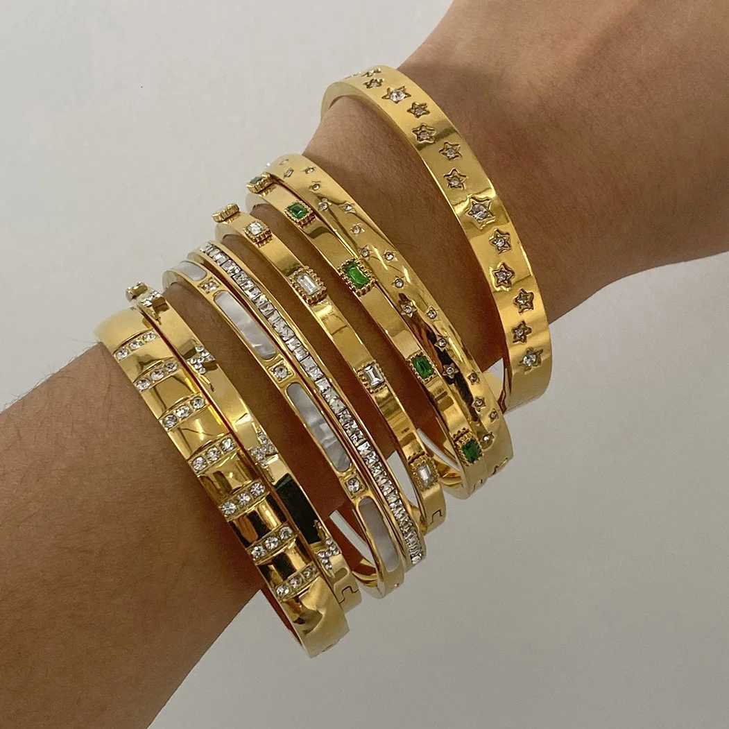 Fashion Cubic Zirconia Bangles Stainless Steel Bracelets For Women Tarnish Free Jewelry Factory Wholesales CustomizeW251121