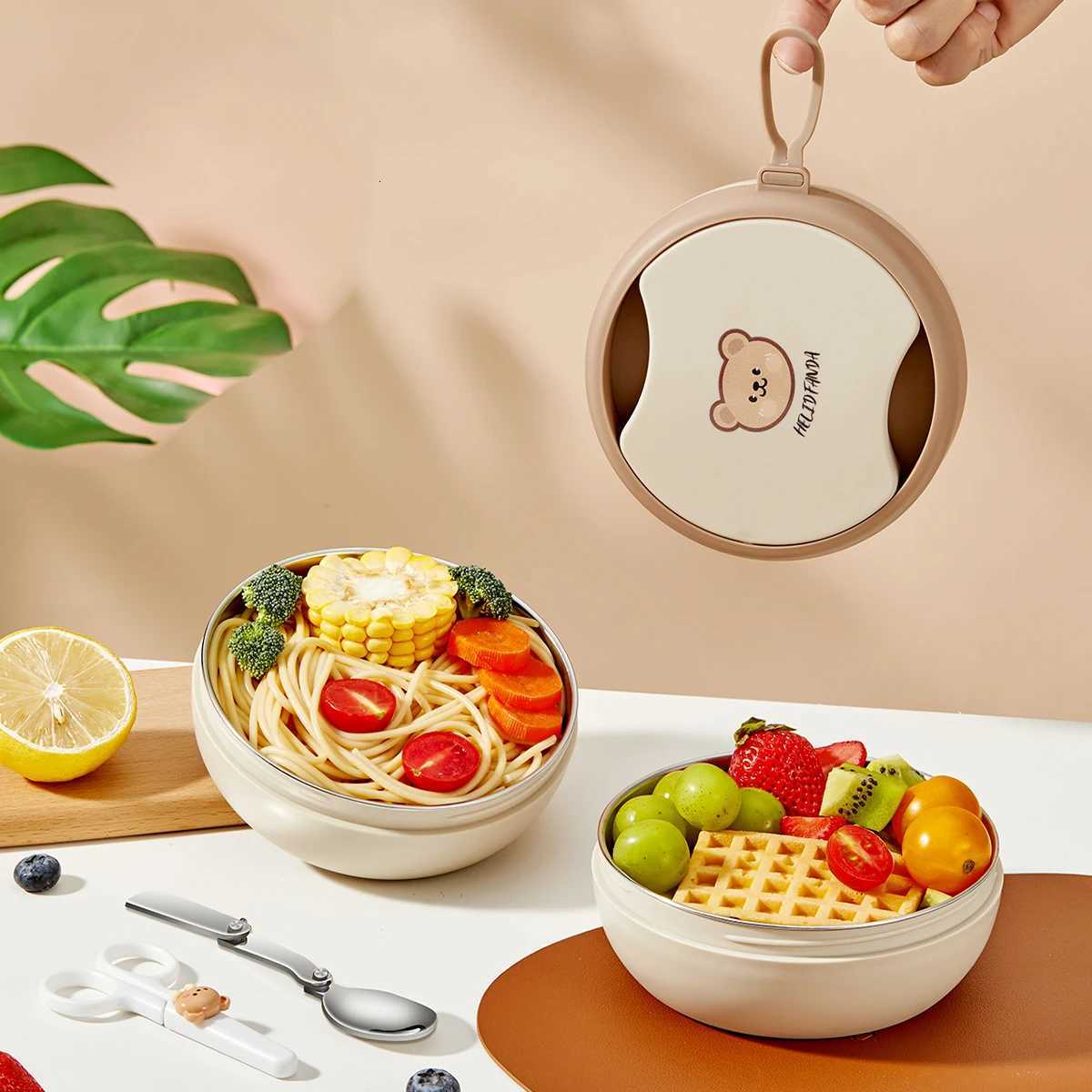 WORTHBUY 304 Stainless Steel Lunch Box With Folding Cutlery Picnic Portable Sealed Fruit Salad Food Container For Kids StudentsM251121