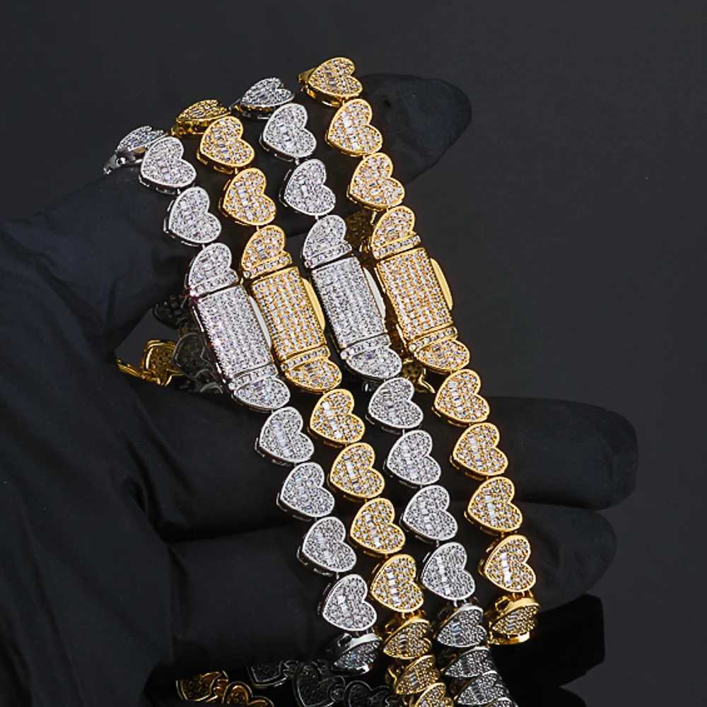 ESKEEM Jewelry New Trendy Iced Heart Baguette CZ Necklace Heart Shaped Tennis Chain for Woman Birthday GiftXJ251121