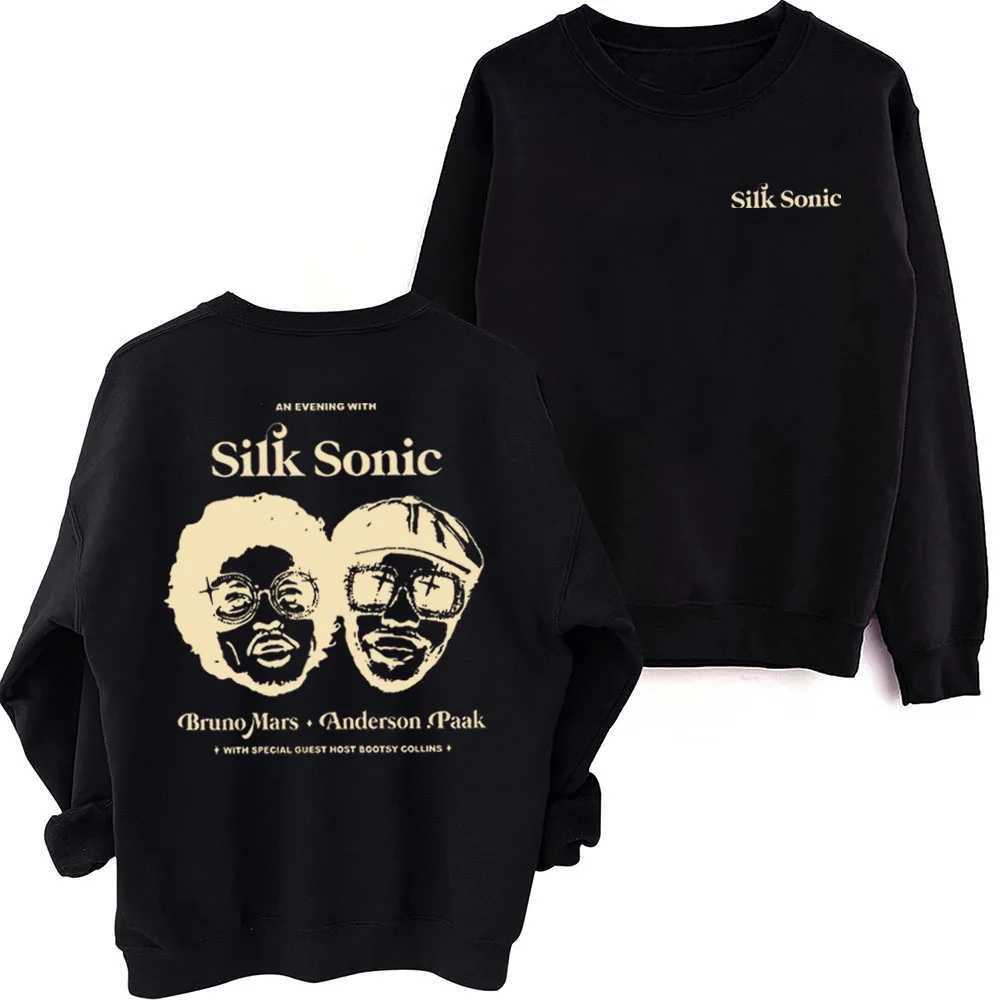 Bruno Mars Silk Sonic Music Sweatshirt Bruno Mars Fan Gift Harajuku Round Neck Long Sled Oversized X250421