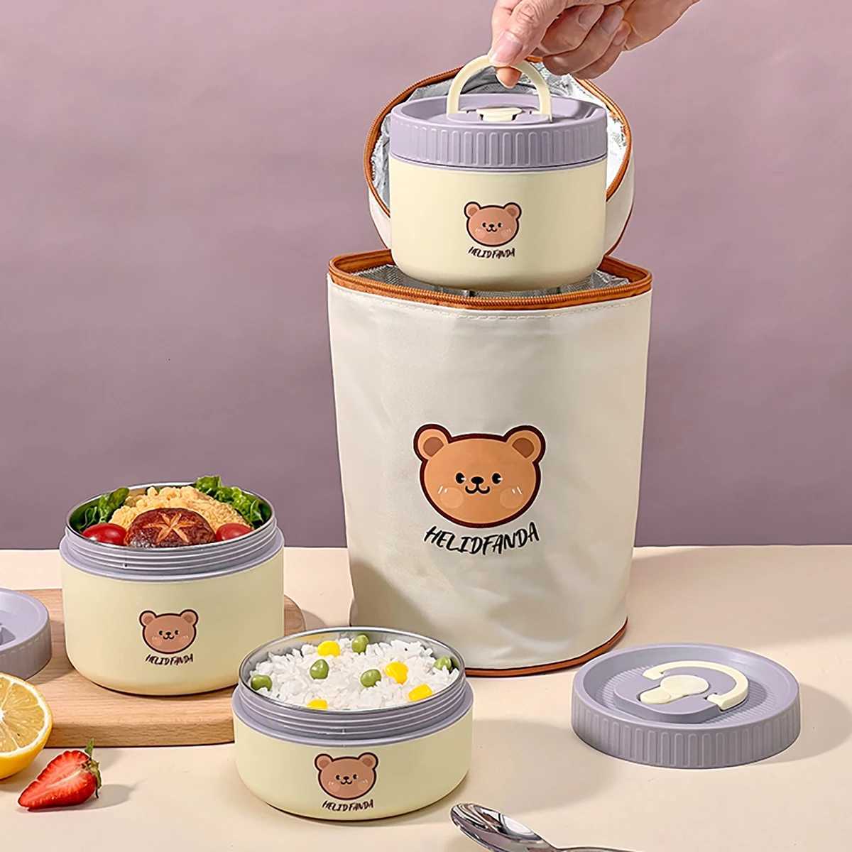 WORTHBUY Insulated Lunch Box For Kids Student 304 Stainless Steel Lunch Container Portable Sealed Salad Bento Box Microwave SafeM251121