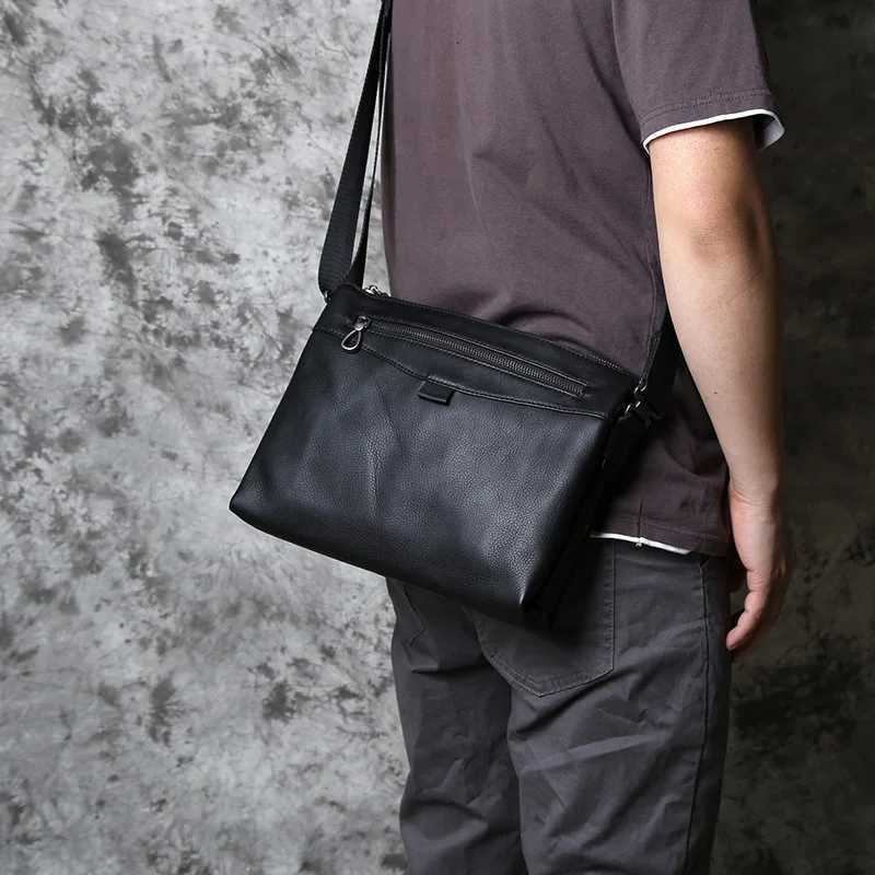 Fashion Fi Mens Shoder Bag Leather Casual Messenger Bag Top Layer Cowhide Horiztal Briefcase 10 Inch Ipad NZPJ Y251121