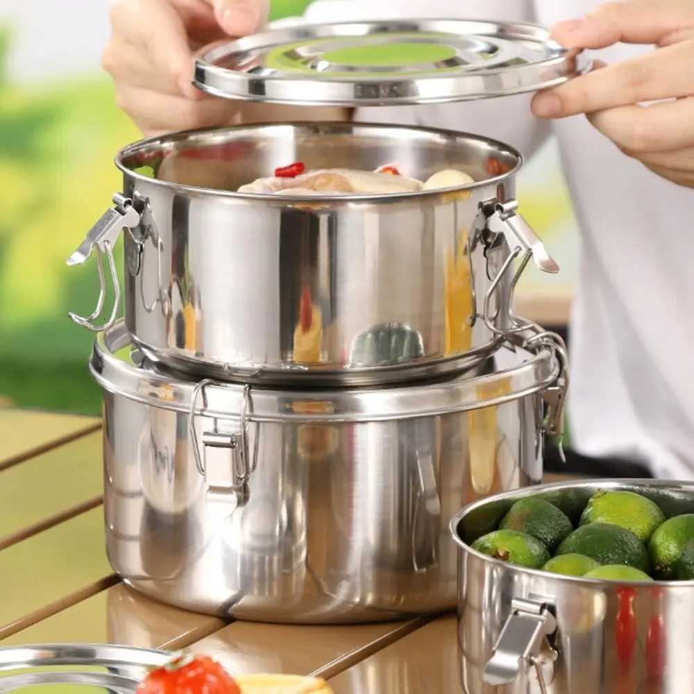 High Quality 304 Stainless Steel Lunch Box Sealed Round Fresh-keeping Box Leak-proof Large Capacity Storage Box PicnicM251121