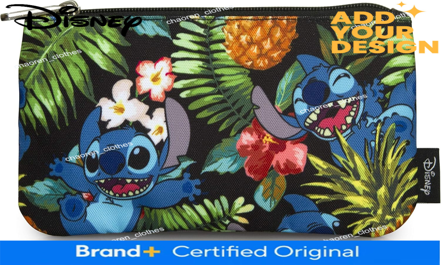 custom Loungefly Disney Lilo & Stitch Hawaiian Print Cosmetic Bag Pouch