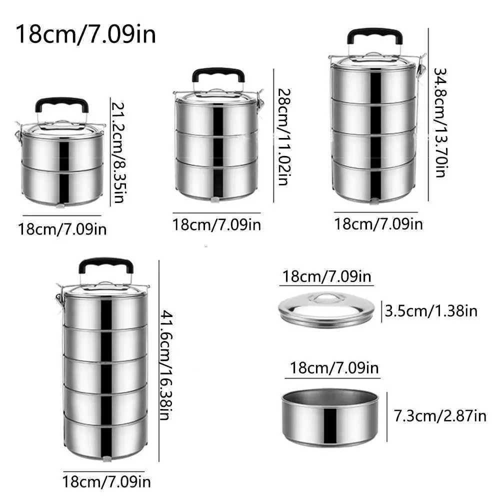 Airtight Stackable Lunch Snack Box Stainless Steel Portable Keep Warm Cylinder Thermal Compartment Leakproof Food Warmer SchoolM251121