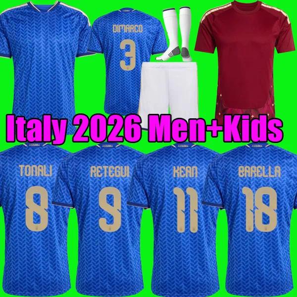 2025 2026 2027 Italy maglia Soccer Jerseys RASPADORI Orsolini Casadei FRATTESI BARELLA Jerseys RETEGUI Tonali Italia Jerseys 24 25 26 27 Football Shirt Men Kids Kit