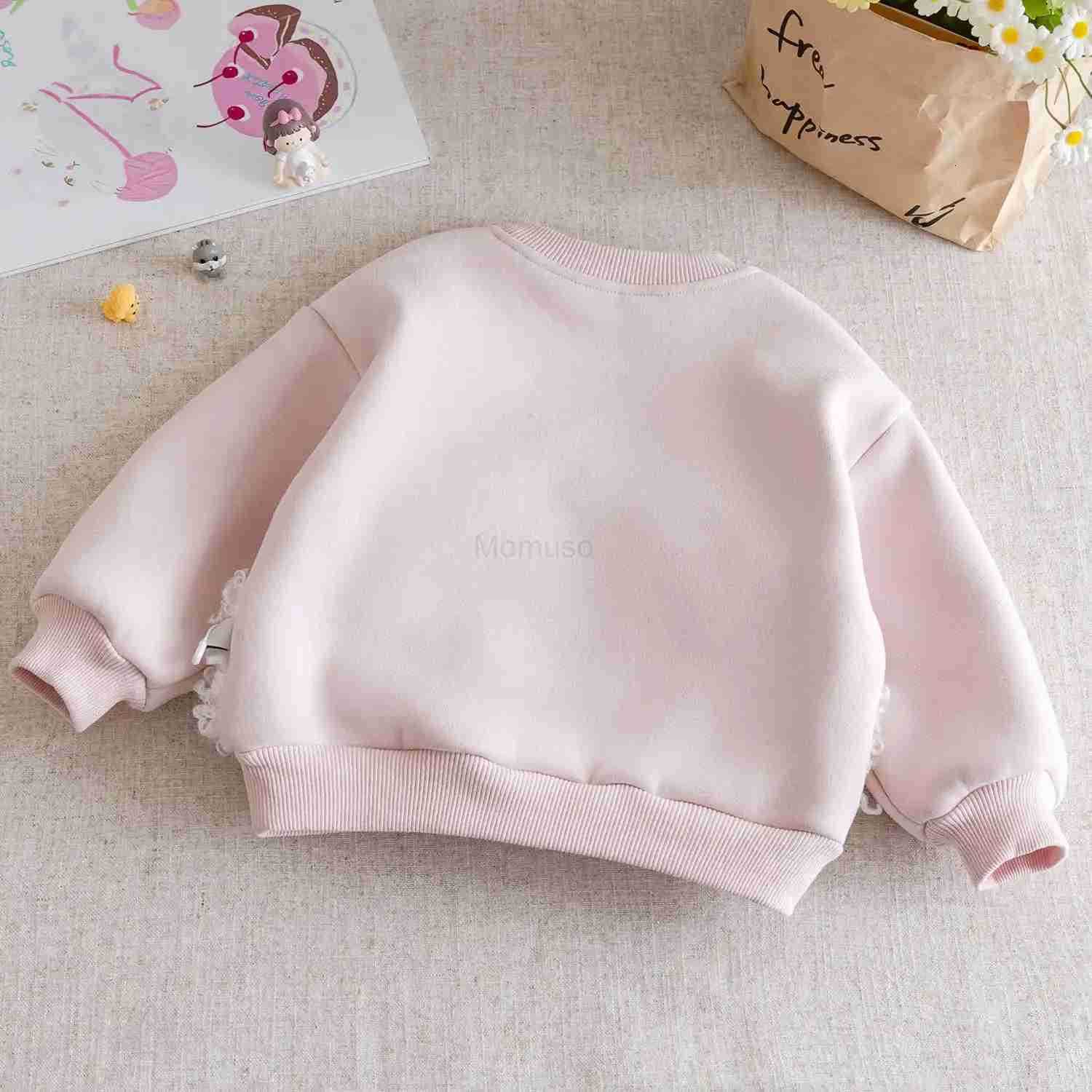 Sanrio Korean Winter Toddler Kid Girls Hoodies Rabbit Bow Little Baby Girls Sweatshirt Thick Warm Fleece Spliced Infant Girls Pullovers H251121
