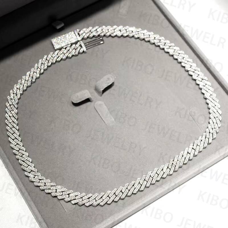 Best Rapper Jewelry Iced Out Necklace for Men 8mm 925 Sterling Silver Lab Diamond Moissanite Cuban Link Chain