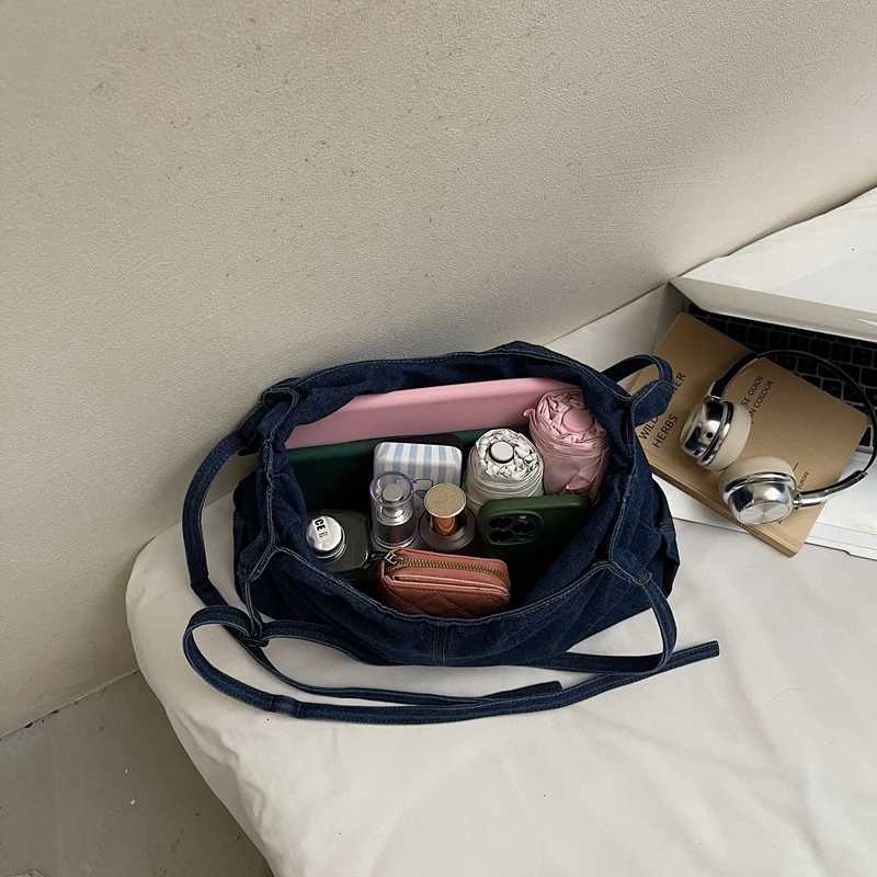 Fi Denim Wens Shoder Bag Solid Color Large Capacity ladies Handbags Fem Crossbody Leisure Travel Shopping Bag Y251121