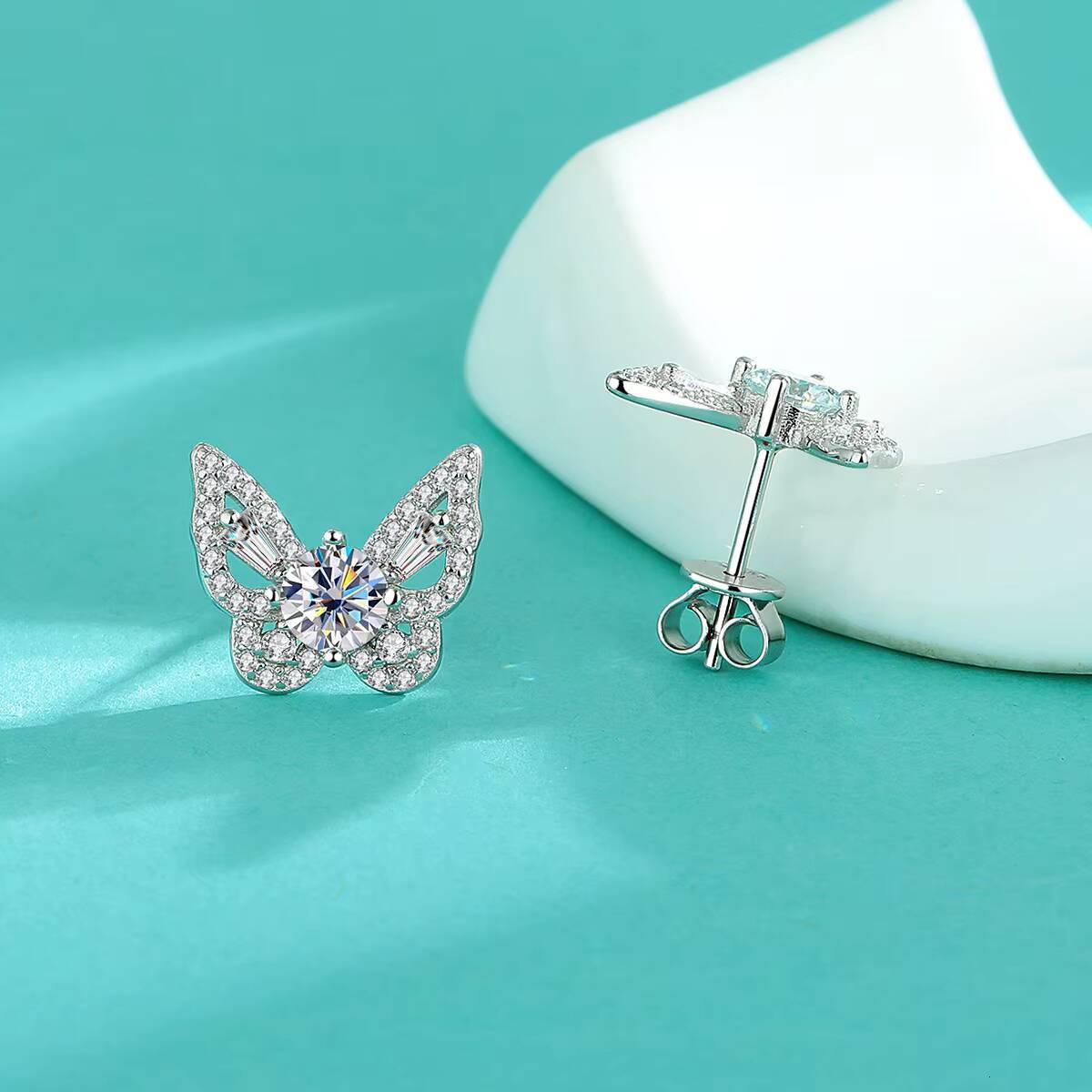 925 Sterling Silver Moissanite Earrings butterfly Style Sweet Romantic Gorgeous Jewelry Gift