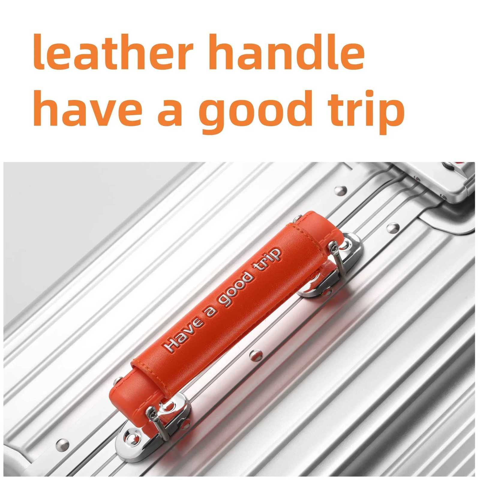 All Aluminum-magnesium Alloy Suitcase with Spinner Wheel TSA Lock Leather Handle 20inch Boarding Travel Case Bag Rolling Luggage K251120