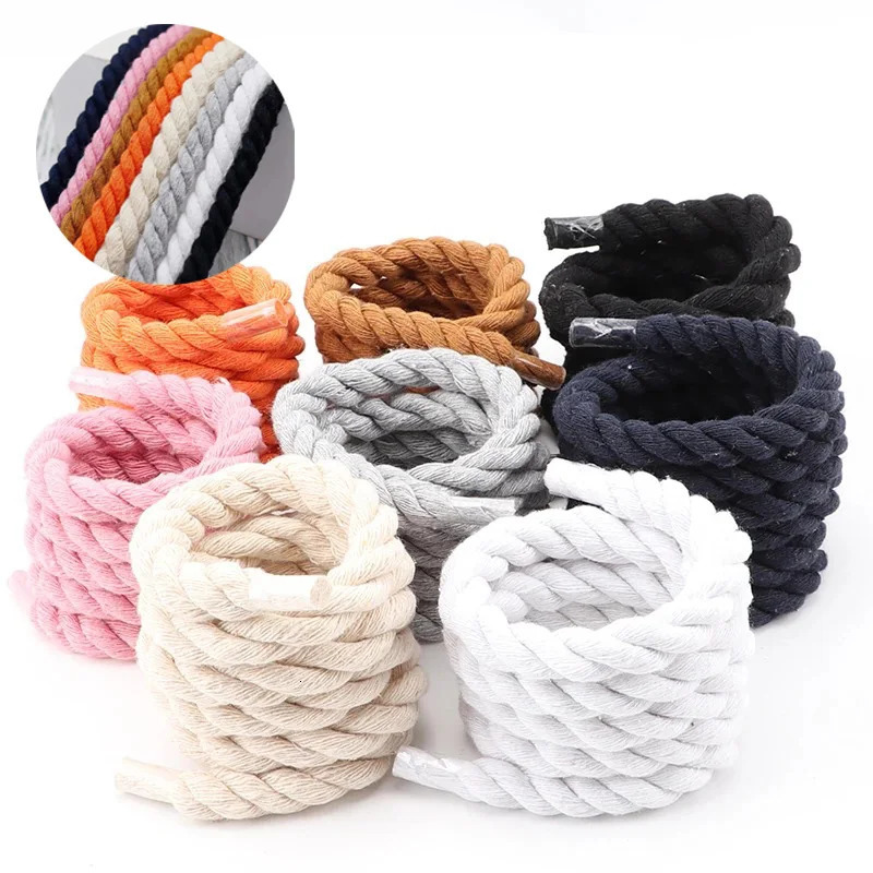 10MM Width Cotton Shoelaces Round Thick Rope Laces Fashion Canvas Shoes Lace Accessories Shoestring Unisex 251121
