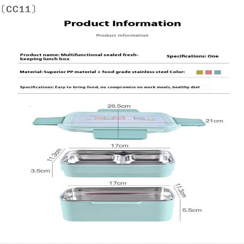 CC11Stainless Steel Divided Bento Lunch Box With Detachable Lid Student Portable Large Capacity Sealed Lunch ContainerM251121