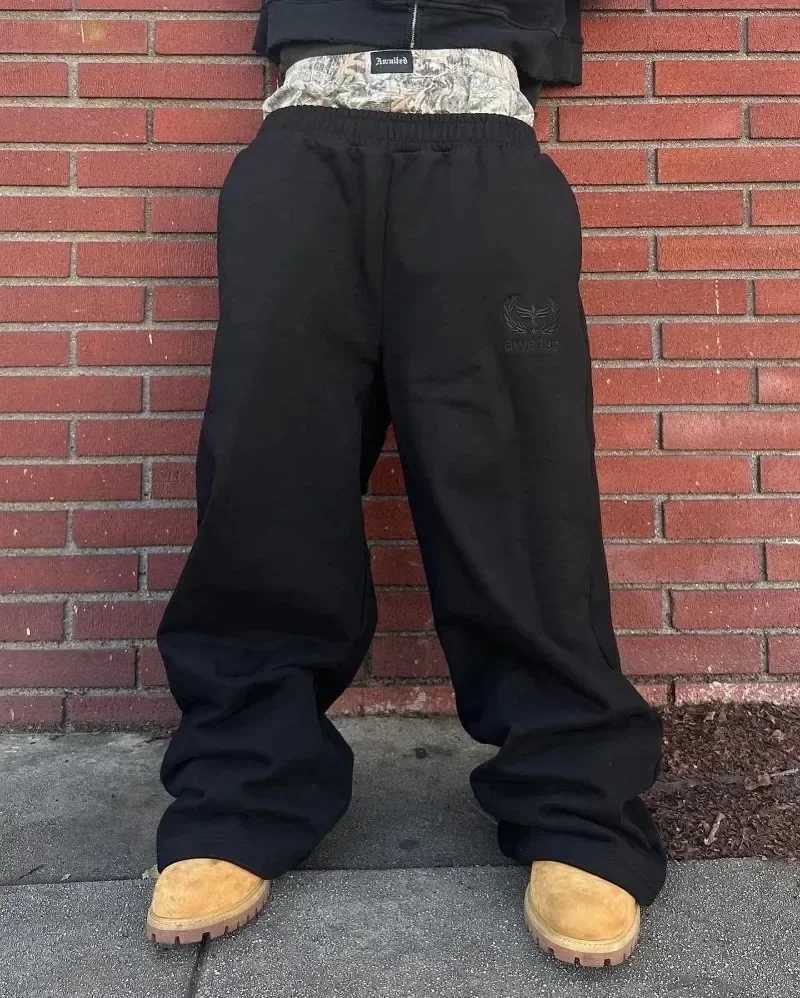 Y2K Pants Men Women Harajuku Gothic Casual Oversized Trousers Retro Letter Graphics Embroidered Straight Camo Boxer Sweatpants X251213
