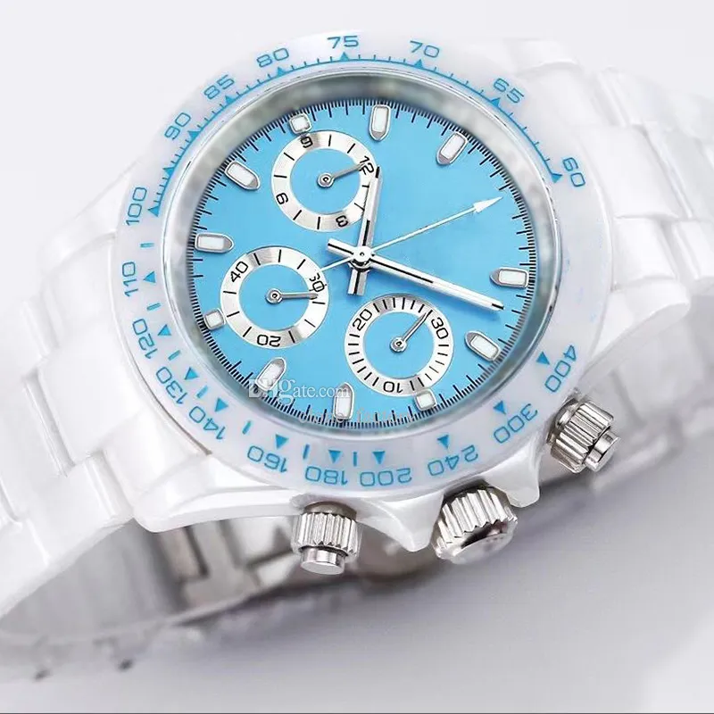 Luxurious ceramic men's imitation watch 43mm quartz high-quality ceramic strap Designer VK chronograph watch with night glow effect Night glow ceramic watch