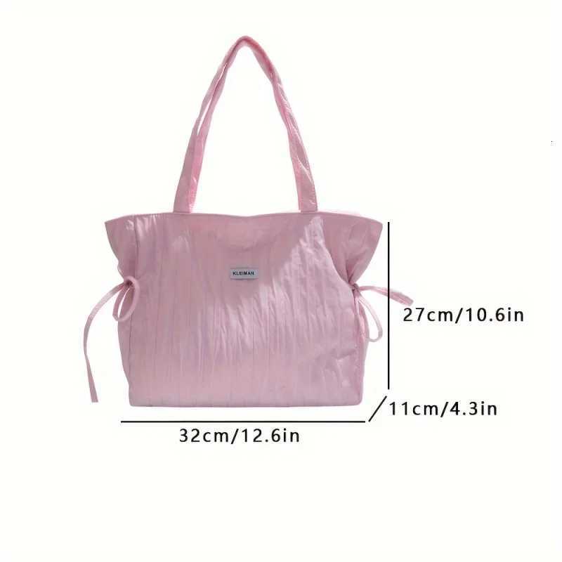 1pc Ladies large-capacity textured tote bag adjustable shoulder strap zipper closure lightweight nylon handbag for work travelT251121