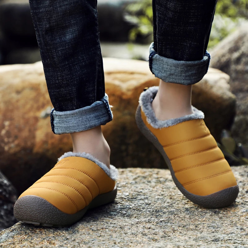 Waterproof Men Slippers Winter Push Velvet Nonslip Cotton Warm Shoes Indoor Outdoor Casual 251121
