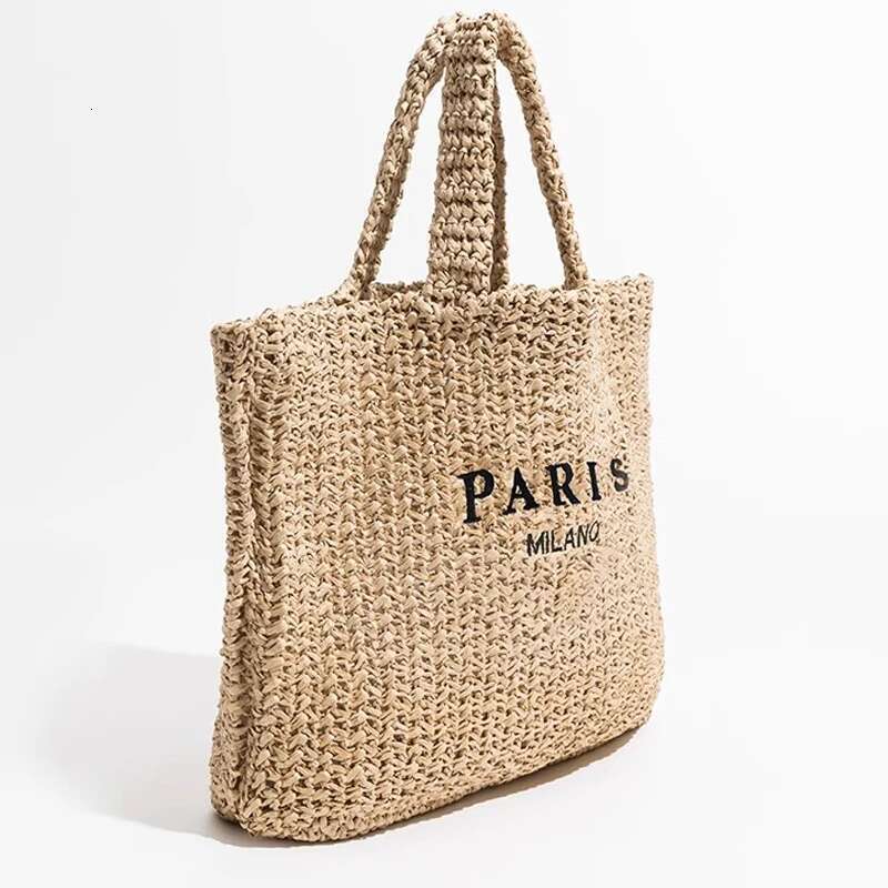 Casual Large Capacity Straw Tote Designer Letters Women Handbags Handmade Woven Summer Beach Bag Big Shopper Purses