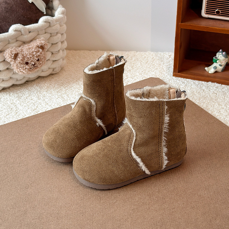 New designer shoes Girls Suede Low Boots Autumn Winter New Baby Girl Cotton Boots with Fleece Lining Warm Boots Non Slip Cotton Shoes