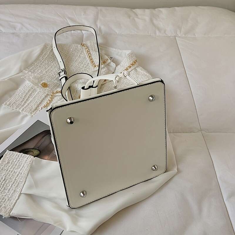 Mini Drawstring Novelty Solid Color Crossbody Bag, Women's Faux Leather Clutch