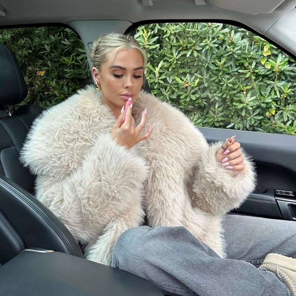 for Large Women Celebrity Internet Ins with Lapel Street Style Fluffy Fox Coat Versatile Ecofriendly Fur