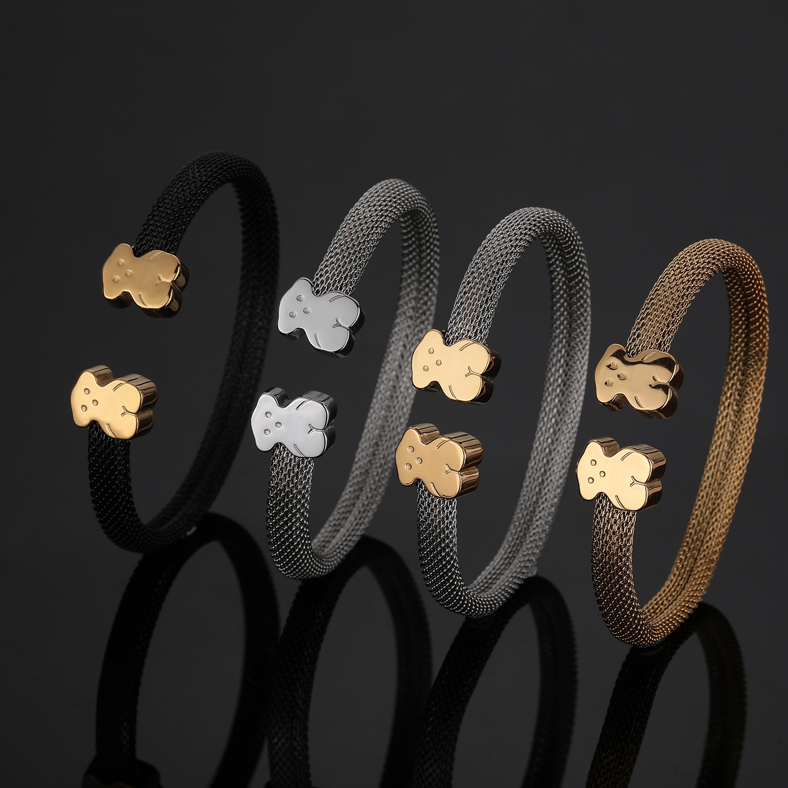 Heart Shape Bangle Womens Stainless Steel Open Bangle with Animal Charm Silver Gold Perfect Gift Z250910