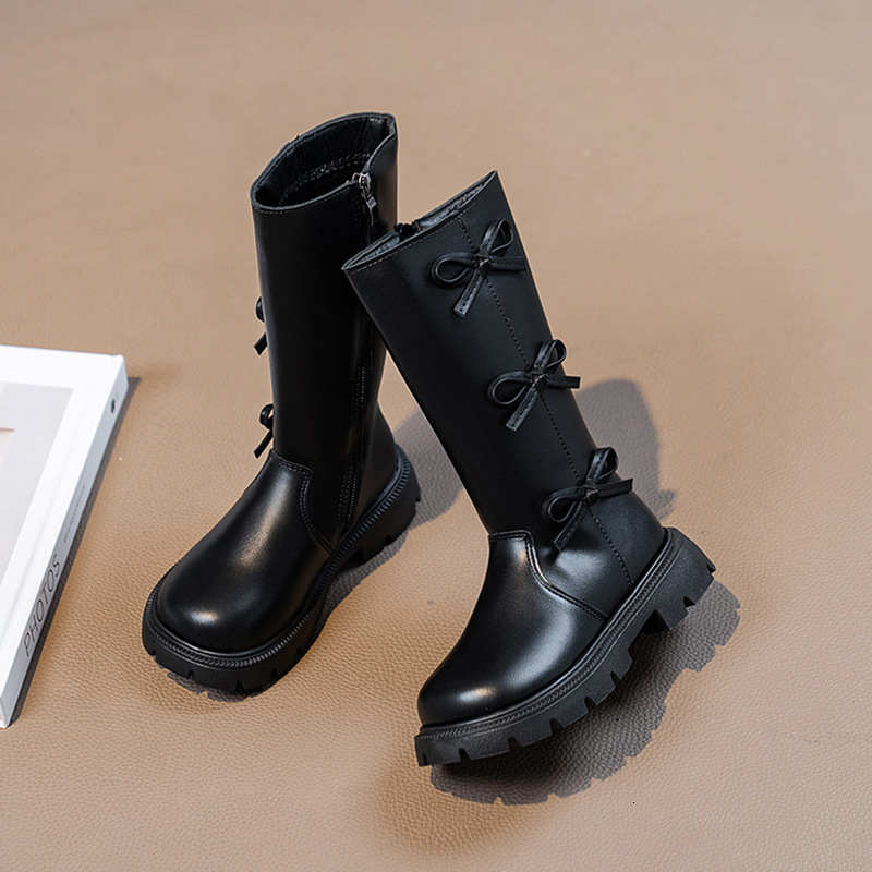 New designer shoes Girls Long Boots Autumn Winter New Style High Boots Fashionable Bow Princess Leather Boots Children s Martin Boots