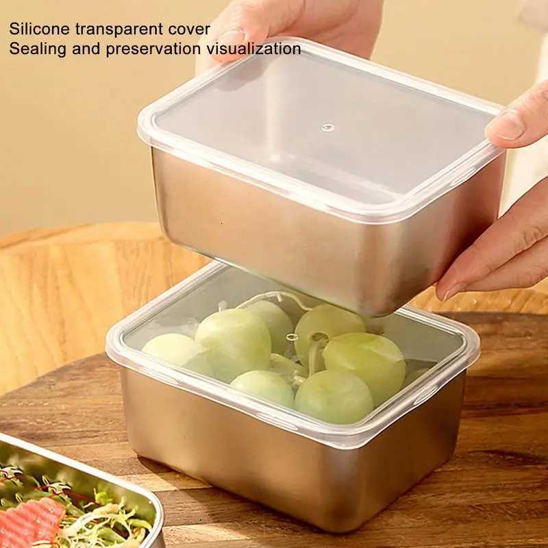 Snack Container Dinner Box Metal Bento Lunch Box Stainless Steel Anti Leak Bento Box For Refrigerator Storage Box With LidM251121