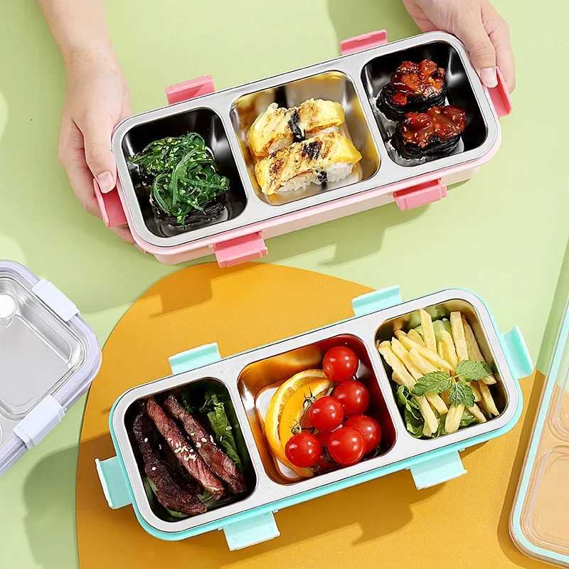 2/3 Compartment Lunch Box Stainless Steel Bento Box with Soup Bowl Portable Childrens Snack Box Food Storage ContainerM251121