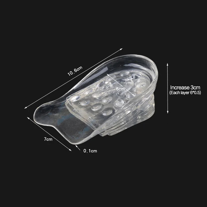 5 Layers Adjustable Taller Insole Silicone Gel Inserts Lift Shoe Pads Inner Height Increase Comfortable Transparant Heel Cushion 251121