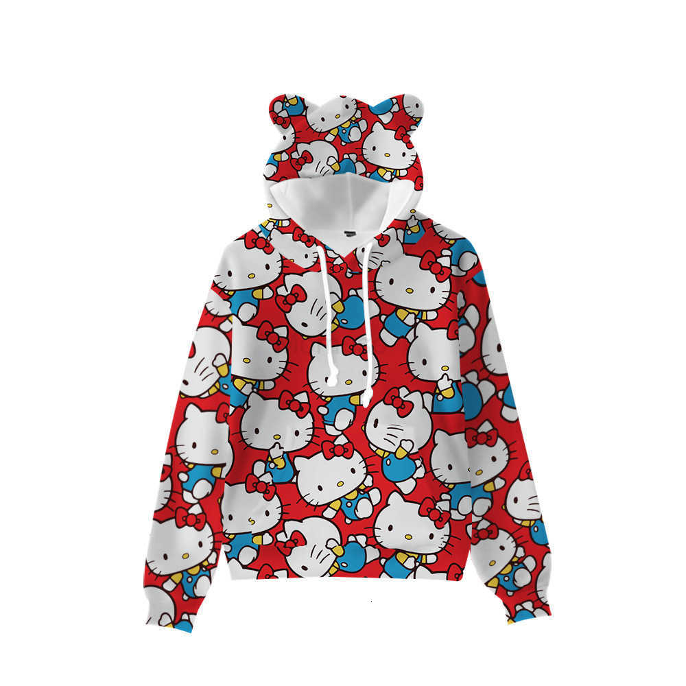 Sanrio 3D New Cat Ear Hooded Sweatshirt Hello Kitty Cinnamoroll Kuromi H251121