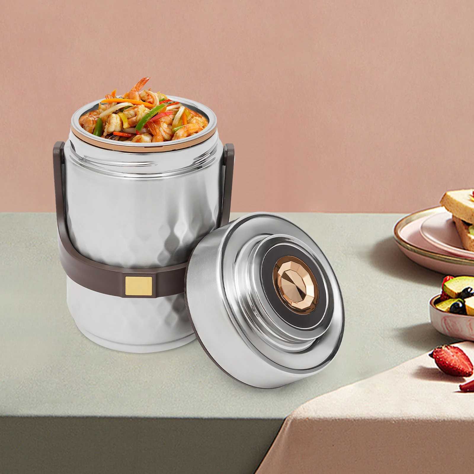 304 Stainless Steel 3-Tier Lunch Box 2L Thermal Food Container Vacuum Insulation Leak-Proof Bento Box Portable Prep ContainerM251121