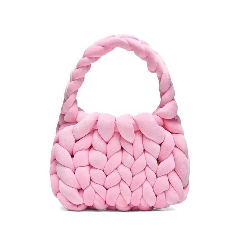 Xiaohgshus New Veet Bag DIY Hand Woven Bag Crystal Veet Core Spun Yarn Woven Bag Hand-held Mailman Bag Veet Handbag New Y251121