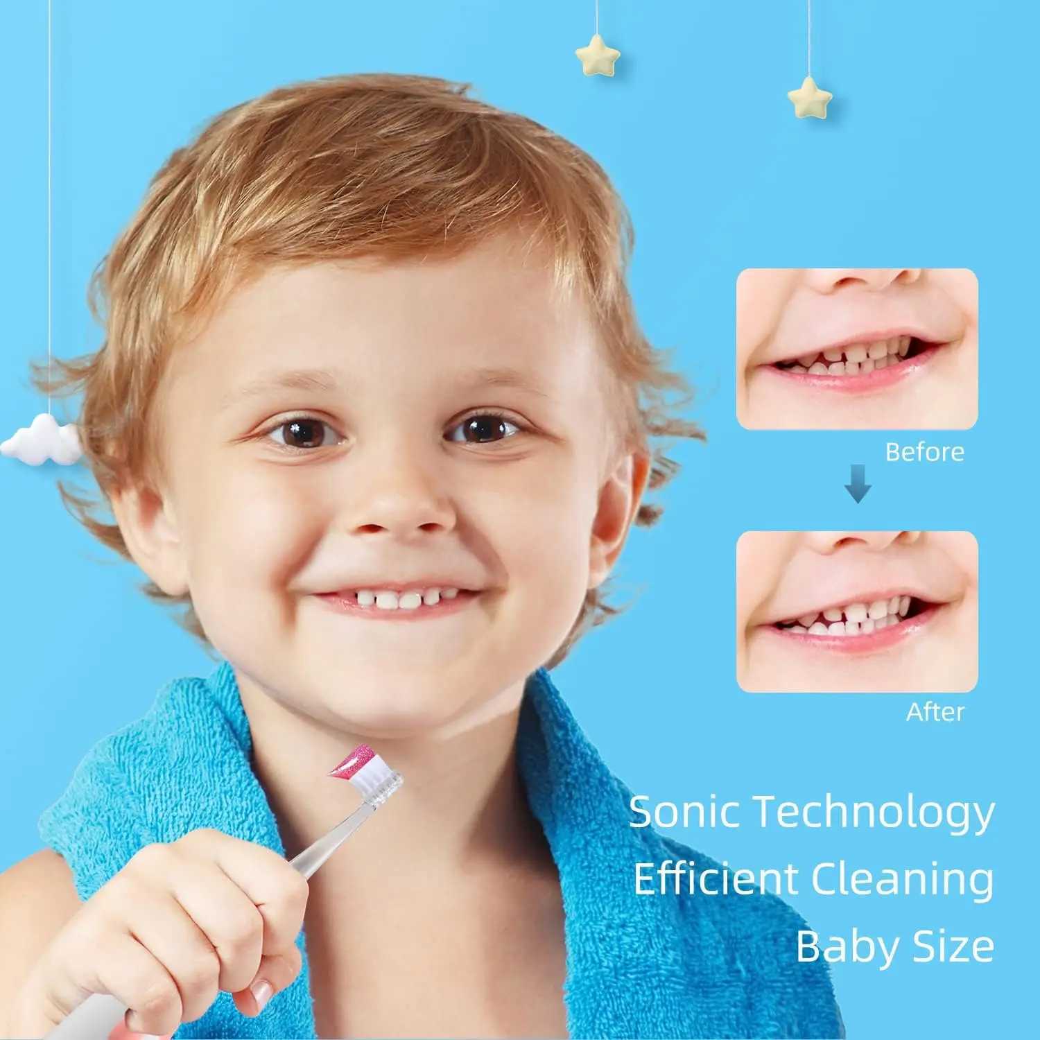 SEAGO Toddler Electric Toothbrush for Ages 1-3 Years Baby Electric Toothbrush with Smart LED Timer and Sucker Base 4 Brush Heads C251121