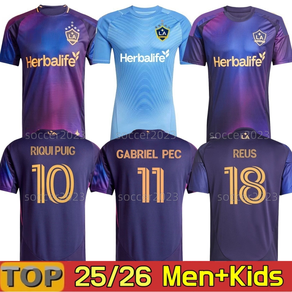 2025 LA Galaxy Soccer Jerseys Kids Kit Man Los Angeles 25 26 Fans Player Version Football Shirts Home Angeleno Away Purple GABRIEL PEC RIQUI PUIG NEAL REUS Men's Uniform