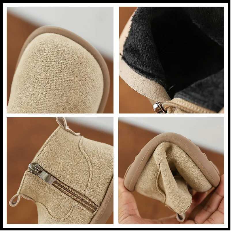 Autumn Winter Children Casual Shoes for Baby Boys Girls Boots Oxford Suede Plush Kids Ankle Boots Outdoor Anti-slip Infant ShoesW251121