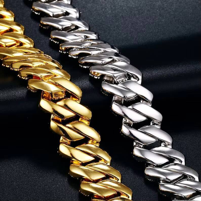 Iced Out 20mm 3 Rows S925 D Color Cuban Chain VVS Diamond Hip Hop Jewelry PendantMoissanite Cuban Link Chain