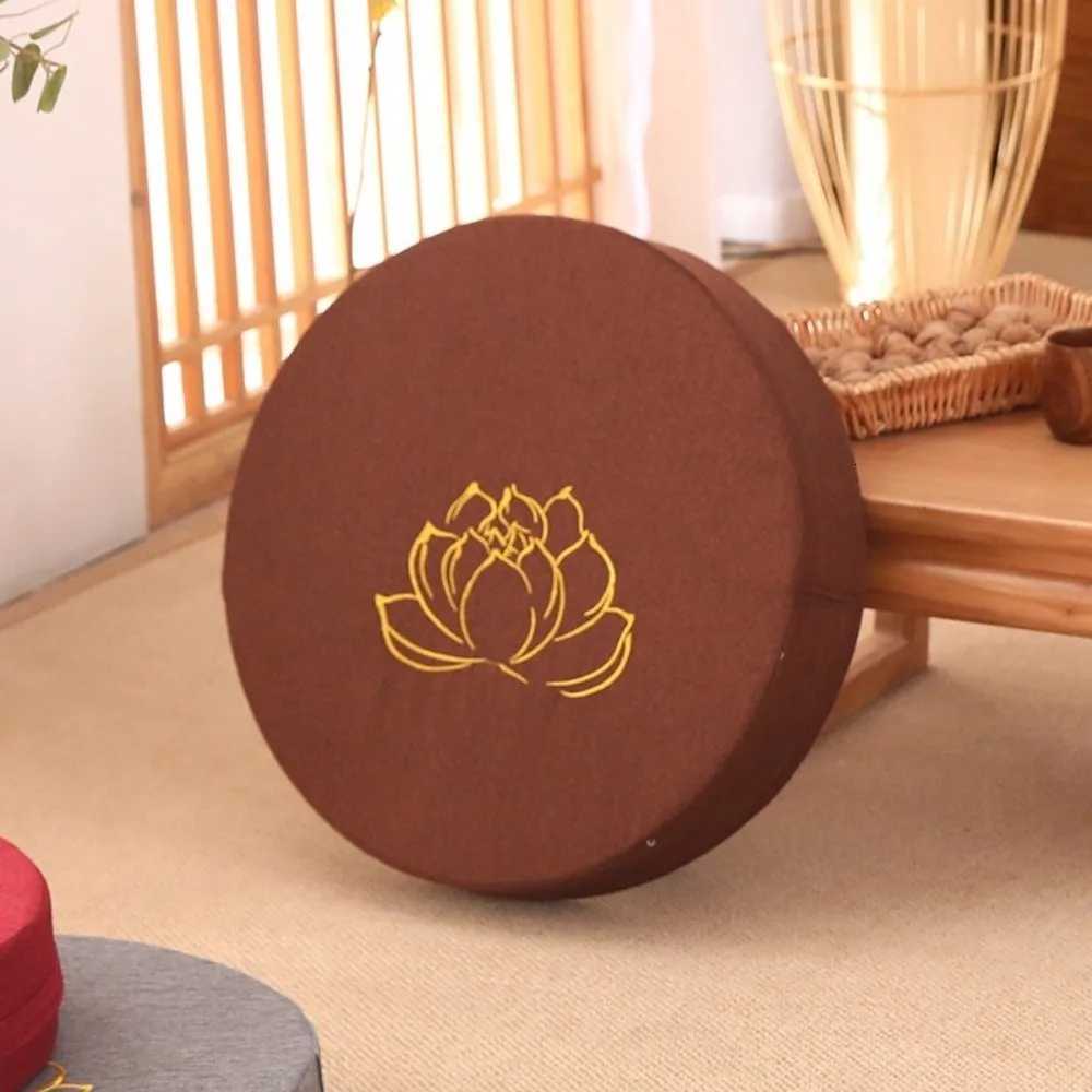 New Lotus Embroidered Yoga Meditation Cushion Washable Round Backrest Removable Cover Thickening Fill Tatami Mat C251121