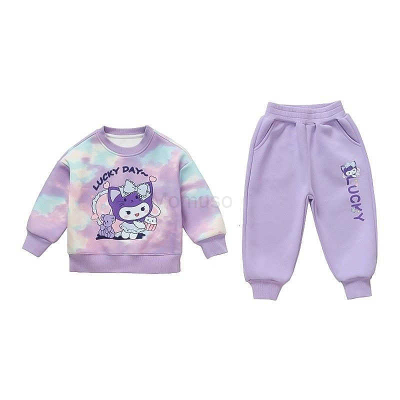 Sanrio New 2025 Girls Outfit Spring and Autumn Style Fashionable Childrens Clothing Kuromi Sweatshirt Autumn Two-Piece Set for Girls H251121
