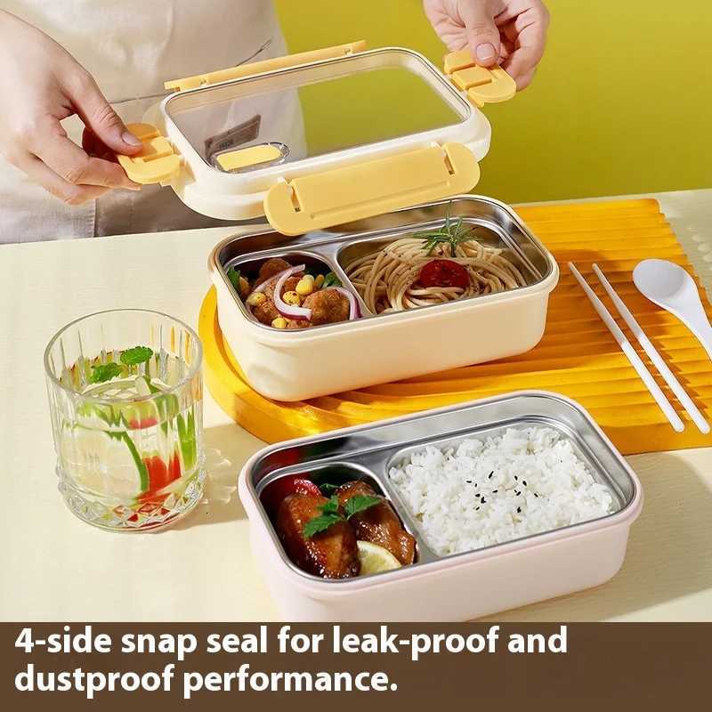 304 Portable Lunch Box Stainless Steel Lunch Box Office Workers and Students Can Enter The Microwave Oven Heating Insulation BoxM251121