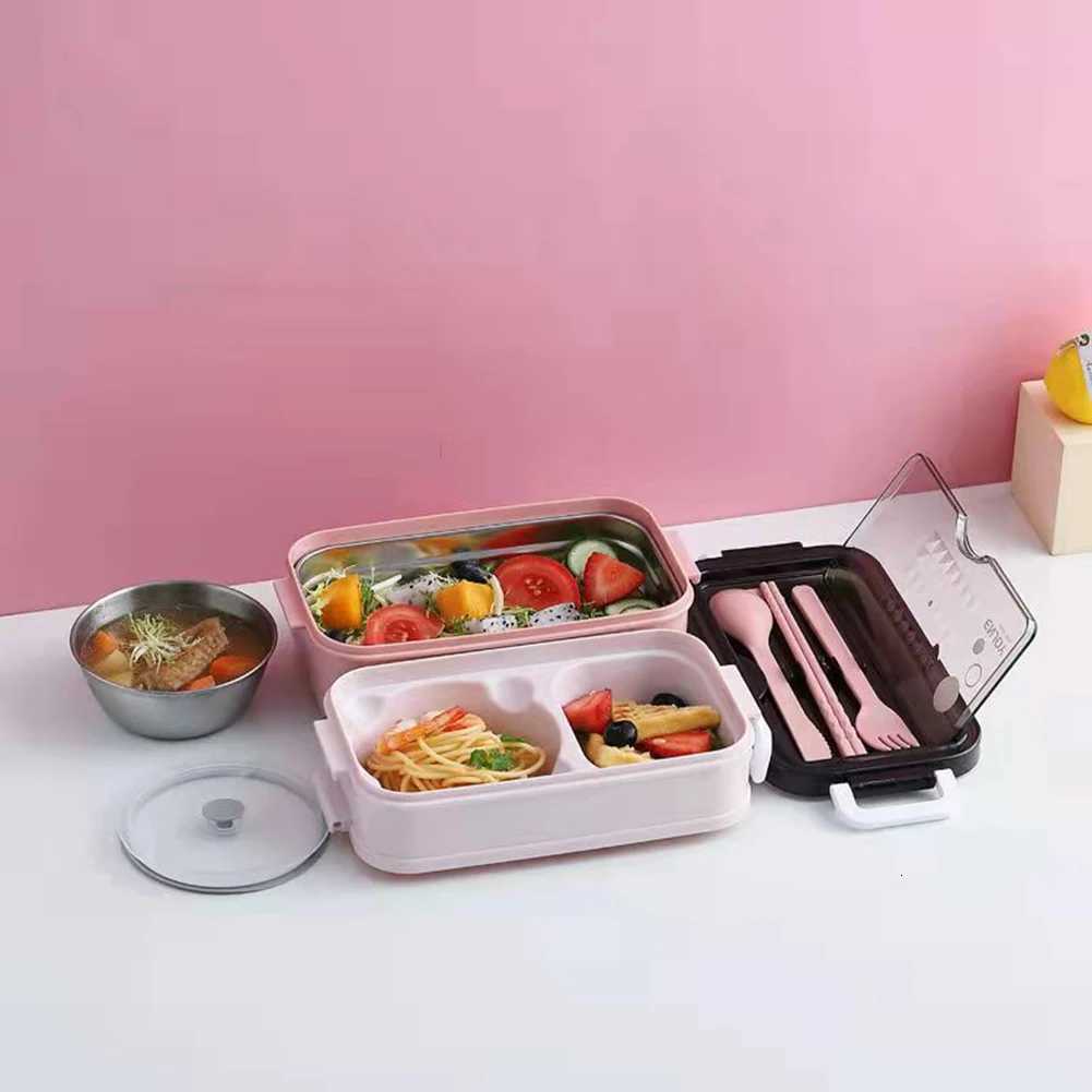 304 Stainless Steel Lunch Box Bento Lunch Box Thermo Food Storage Box Food-Safe Bento Lunch Boxes For School Kids Office WorkerM251121