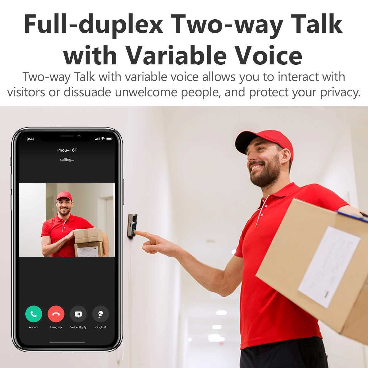 IMOU doorbell 2S two-way communication video kit 5000mAh rechargeable battery 30 floodlight mirror human detection waterproof 100% cordless chime X250