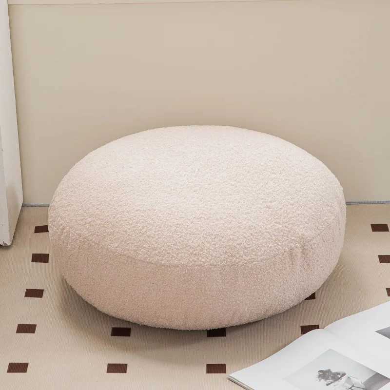 2025 modern solid color comfortable warm household teddy velvet high elastic pp cotton futon bedside cushion round seat cushion C251121