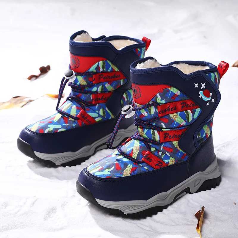 Kids Boots Winter Plus Velvet Warm Boy Snow Booties Cotton Lining Water Proof Children Leather Shoes Outdoor Activity SuppliesW251121