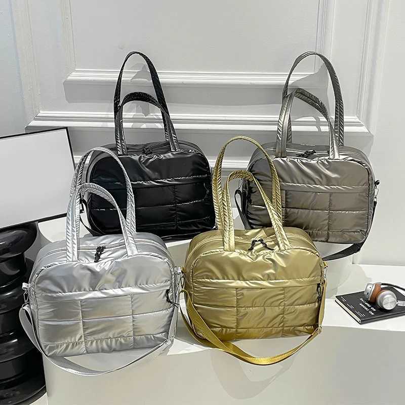 Korean Style Bright Tote Bag Shoder Bag Plaid Cloud Crossbody Bag Sier Large Capacity Nyl Handbag Y251121