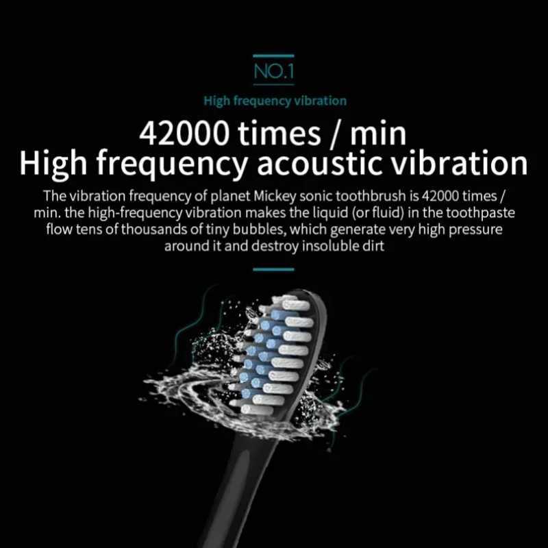 2pcs Electric Toothbrush Charging Six Speed Smart Sonic for Adults and Children Ultra Fine Soft Bristles Waterproof Portable C251121