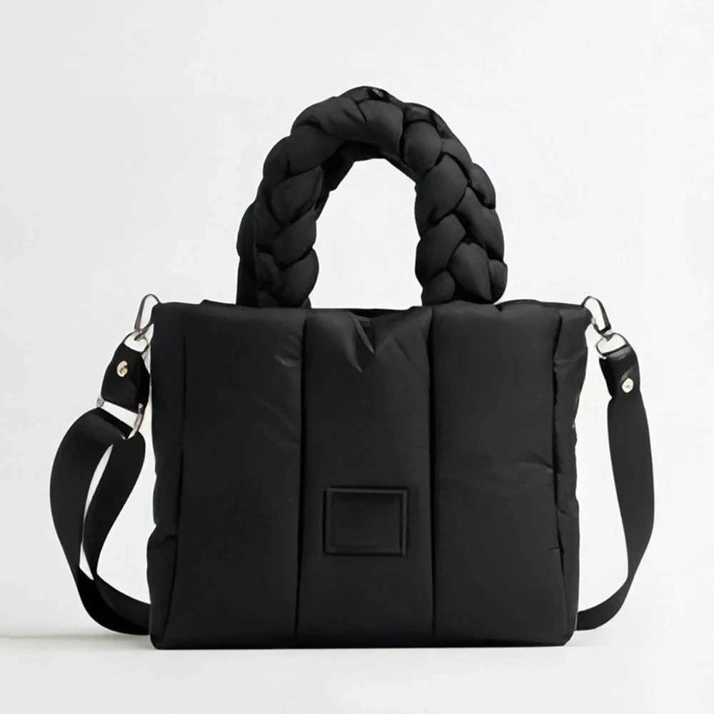 Casual Quilted Tote Luxury Designer Bags for Wen Down Padded Handbags Woven Handle Shoder Bag Winter Nyl Space Cott Bag Y251121