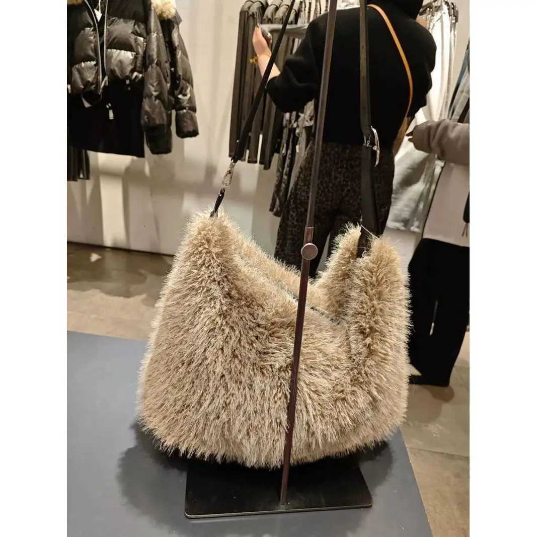JIAERDI Vintage Khaki Handbag Women 2025 Fashionable Large Capacity Soft Plush Tote Bag Ladies Retro Casual Shoulder Bag Y2kT251121